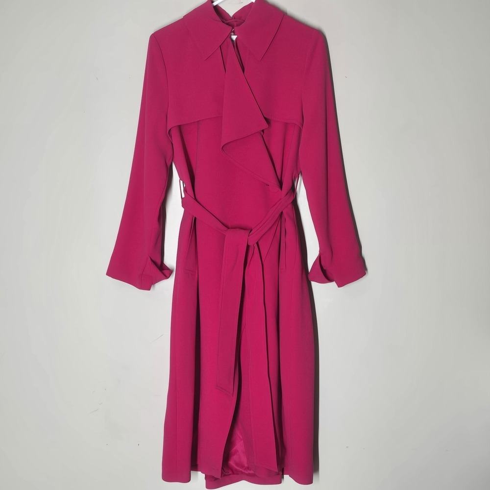 REISS Eden Pink  Belted Trench‎ Coat NWT Statement Coat Size US 6 UK 10